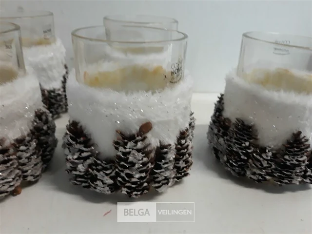 5 x t-licht glas met denneknoppen - afbeelding 3 van  3