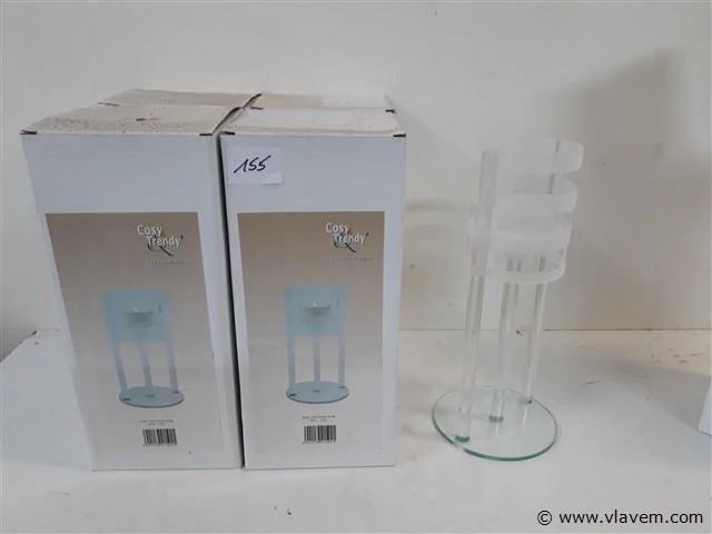 5 x t-lichthouder glas op voet 25 cm - afbeelding 1 van  2