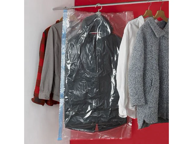 5 x vacuum zak met kapstok - l70 x h130 cm. - compatibel met ieder type stofzuiger - plaatsbesparend - afbeelding 3 van  4
