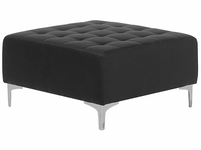 5-zits zwarte pu lederen bank en fauteuil set + poef - afbeelding 3 van  11