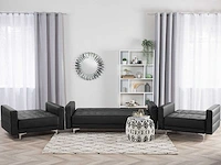 5-zits zwarte pu lederen bank en fauteuil set + poef - afbeelding 7 van  11