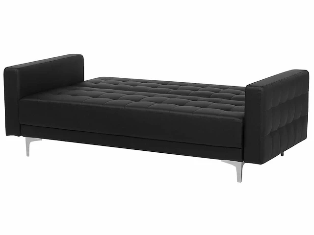 5-zits zwarte pu lederen bank en fauteuil set + poef - afbeelding 9 van  11
