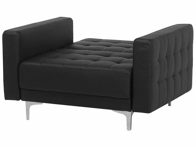 5-zits zwarte pu lederen bank en fauteuil set + poef - afbeelding 10 van  11