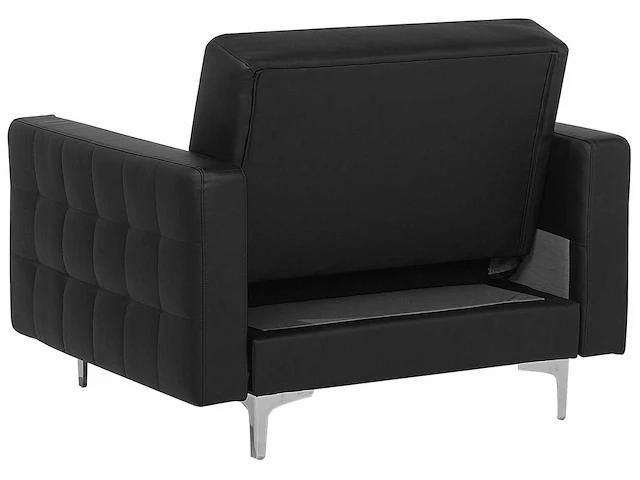5-zits zwarte pu lederen bank en fauteuil set + poef - afbeelding 11 van  11