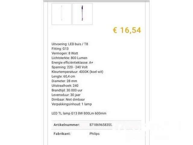 50 stuks philips t8 led tl buis g13 8w - afbeelding 4 van  8