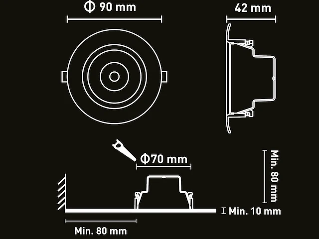 50 x 4.9w cct 3 kleur inbouwspot watredicht zwart - afbeelding 4 van  4