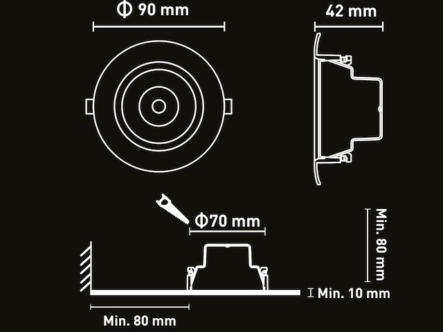 50 x 4.9w cct 3 kleur inbouwspot watredicht zwart - afbeelding 5 van  5