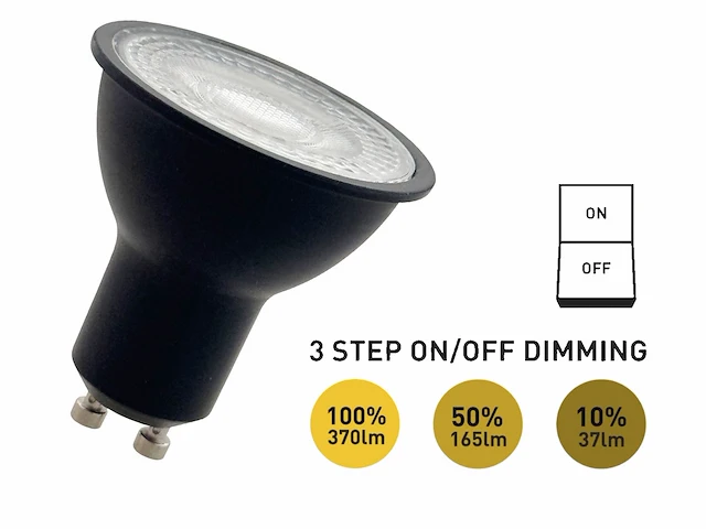 50 x 4.9w gu10 led spot aan/uit dimming met lens 3000k zwart - afbeelding 1 van  2
