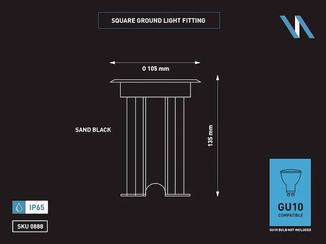 50 x gu10 grondspot vierkant zand zwart - afbeelding 5 van  5