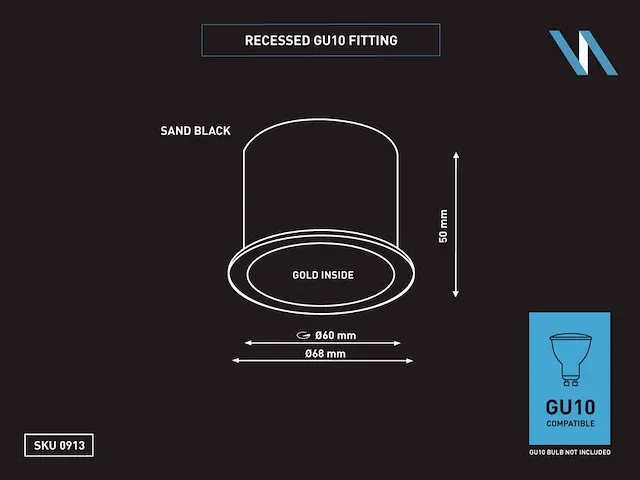 50 x gu10 inbouw design armatuur cilinder zand goud en zwart - afbeelding 3 van  3