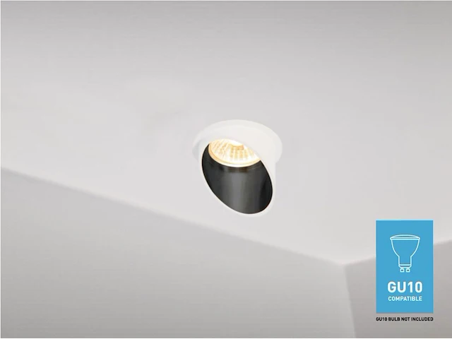 50 x gu10 inbouw design armatuur cilinder zand wit en zwart met lamphouder - afbeelding 1 van  5