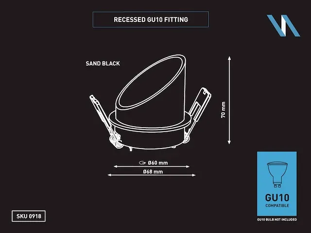 50 x gu10 inbouw design armatuur cilinder zand zwart - afbeelding 3 van  3