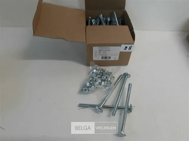 50 x houtbout met moer verzinkt m8 x 120 mm - afbeelding 1 van  3