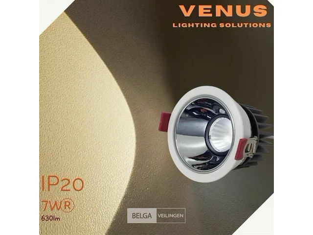 50 x inbouw led spot – 7w – 3000k blanc warm – wit/zilver – cob – ø75mm – ip20 - afbeelding 1 van  5