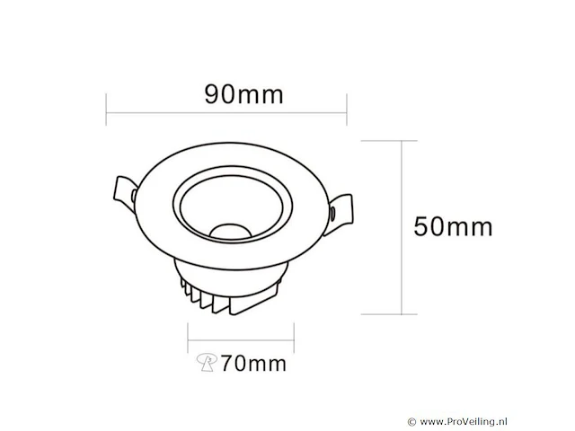 50 x inbouw led spot – 7w – draaibaar – 6500k koud wit – ø70mm – cob – ip20 - afbeelding 5 van  6