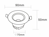 50 x inbouw led spot – 7w – draaibaar – 6500k koud wit – ø70mm – cob – ip20 - afbeelding 5 van  6