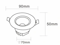 50 x inbouw led spot – 7w – draaibaar – 6500k koud wit – ø70mm – cob – ip20 - afbeelding 5 van  6