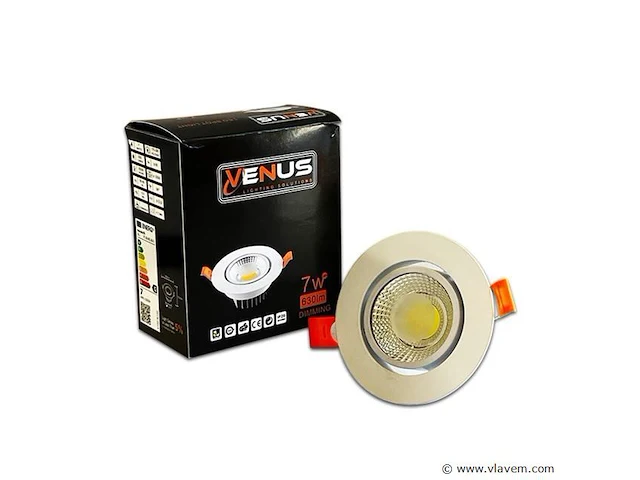 50 x inbouw led spot – 7w – draaibaar – dimbaar – 6500k koud wit – cob – ø70mm – ip20 - afbeelding 4 van  6