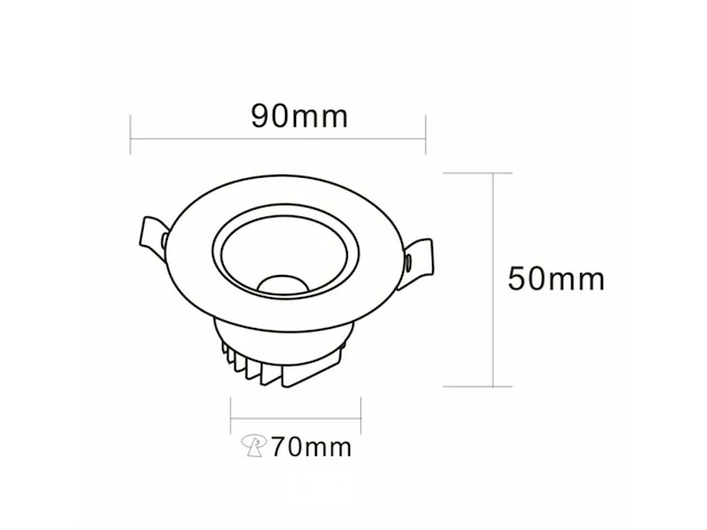 50 x inbouw led spot – 7w – draaibaar – dimbaar – 6500k koud wit – cob – ø70mm – ip20 - afbeelding 6 van  7