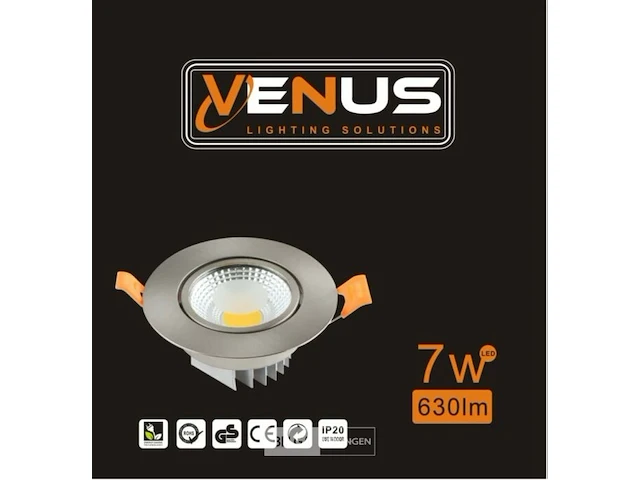50 x inbouw led spot – 7w – draaibaar – zilver – 6500k koud wit – ø70mm – ip20 - afbeelding 3 van  5