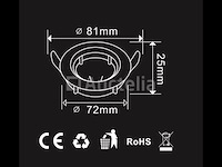 50 x inbouwlamp gu10 – draaibaar – met lamphouder – wit – rond – ip20 - afbeelding 5 van  5