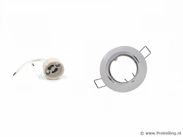 50 x inbouwlamp gu10 – draaibaar – met lamphouder – wit – rond – ip20 - afbeelding 1 van  5