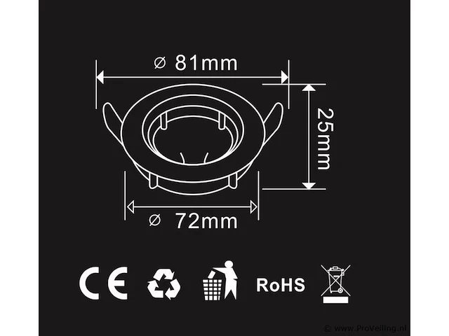 50 x inbouwlamp gu10 – draaibaar – met lamphouder – wit – rond – ip20 - afbeelding 4 van  5