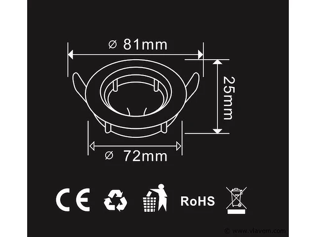 50 x inbouwlamp gu10 – draaibaar – met lamphouder – wit – rond – ip20 - afbeelding 4 van  5