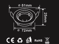 50 x inbouwlamp gu10 – draaibaar – met lamphouder – wit – rond – ip20 - afbeelding 4 van  5