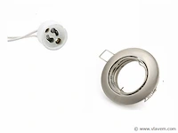 50 x inbouwlamp gu10 – draaibaar – met lamphouder – zilver verchroomd – rond – ip20 - afbeelding 1 van  5