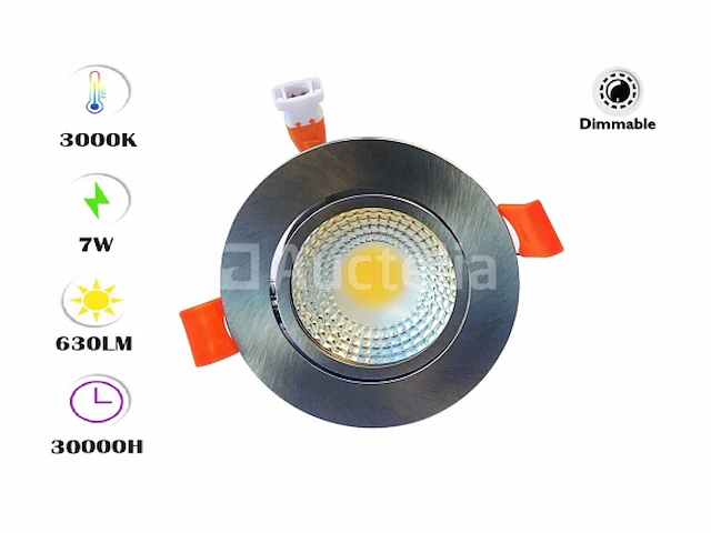 50 x inbouwspot 7w led zilver dimbaar 3000k warm wit - afbeelding 4 van  6