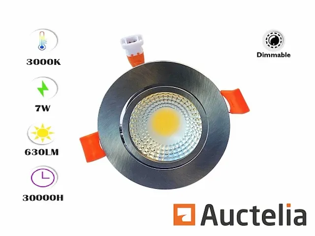 50 x led inbouwspot 7w - led cob - verstelbaar - rond - 3000k - dimbaar (zilver) - afbeelding 2 van  6