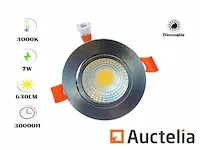 50 x led inbouwspot 7w - led cob - verstelbaar - rond - 3000k - dimbaar (zilver) - afbeelding 2 van  6