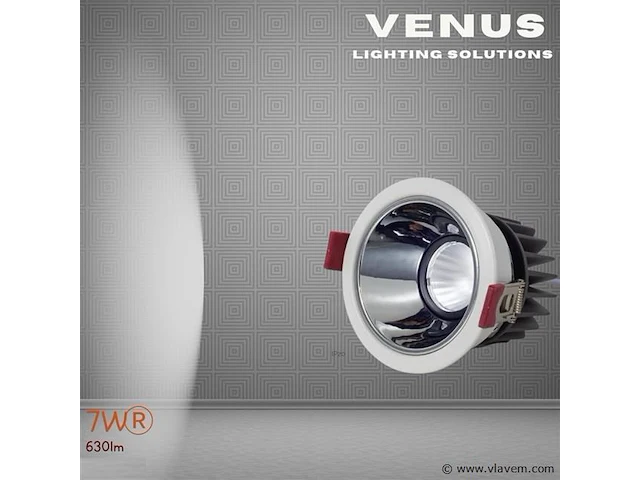 50 x led inbouwspot – 7w – 6500k koud wit – wit/zilver – cob – ø75mm – ip20 - afbeelding 1 van  4