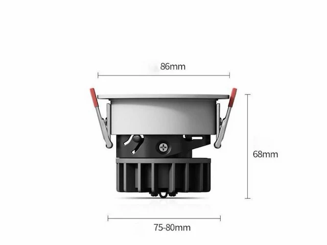 50 x led inbouwspot – 7w – 6500k koud wit – wit/zilver – cob – ø75mm – ip20 - afbeelding 3 van  4