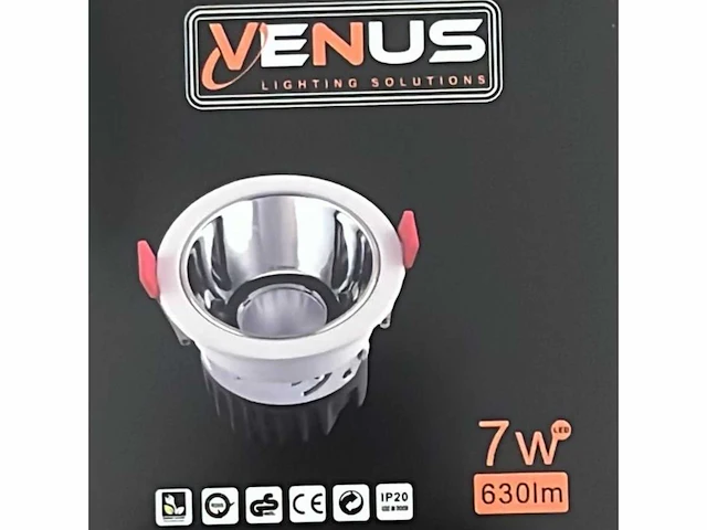 50 x led inbouwspot – 7w – 6500k koud wit – wit/zilver – cob – ø75mm – ip20 - afbeelding 4 van  4