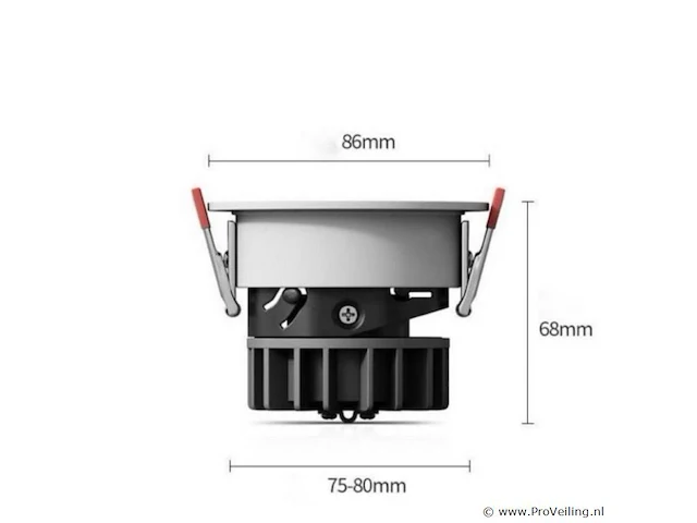 50 x led inbouwspot – 7w – 6500k koud wit – wit/zwart – cob – ø75mm – ip20 - afbeelding 3 van  5