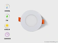 50 x led-paneel – rond inbouw – 5w – 3000k – warm wit - afbeelding 1 van  4