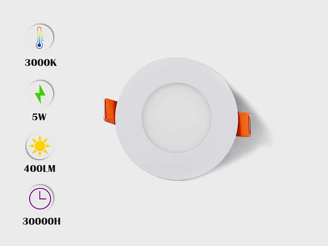 50 x led-paneel – rond inbouw – 5w – 3000k – warm wit - afbeelding 1 van  4