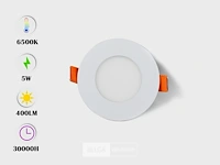 50 x led-paneel – rond inbouw – 5w – 6500k – koud wit - afbeelding 2 van  5
