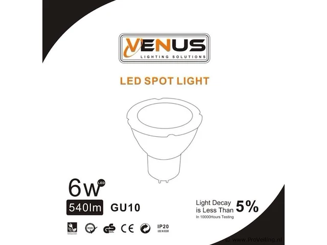 50 x led-spot gu10 – 5w – 3000k warm wit – ip20 - afbeelding 5 van  5
