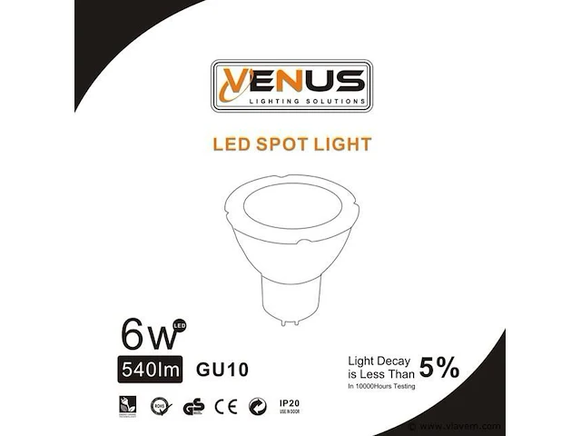 50 x led-spot gu10 – 5w – 3000k warm wit – ip20 - afbeelding 5 van  5
