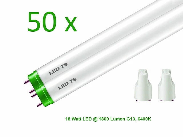 50 x led tl buizen 6400k daglichtkleur, 18 watt - afbeelding 1 van  9
