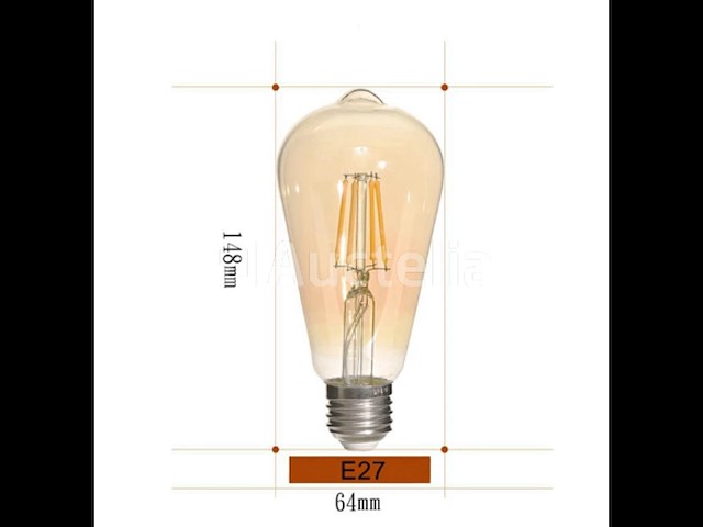 50 x st64 amber filament lamp – 6w – e27 – dimbaar – 2700k – 500 lm – ip20 – binnen - afbeelding 1 van  3