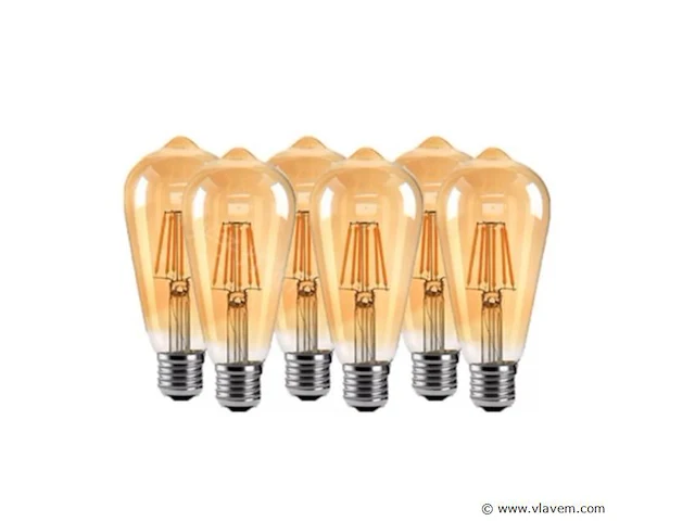 50 x st64 amber filament lamp – 6w – e27 – dimbaar – 2700k – 500 lm – ip20 – binnen - afbeelding 2 van  3