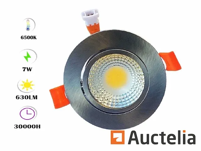 50 x verstelbare inbouwspot (zilver) - cob - 7w - 6500k - afbeelding 1 van  6