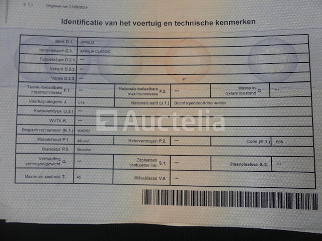 50cc motorfiets aprilia classic (1993-21.295 km)(vin: 5351063 ) - afbeelding 4 van  15