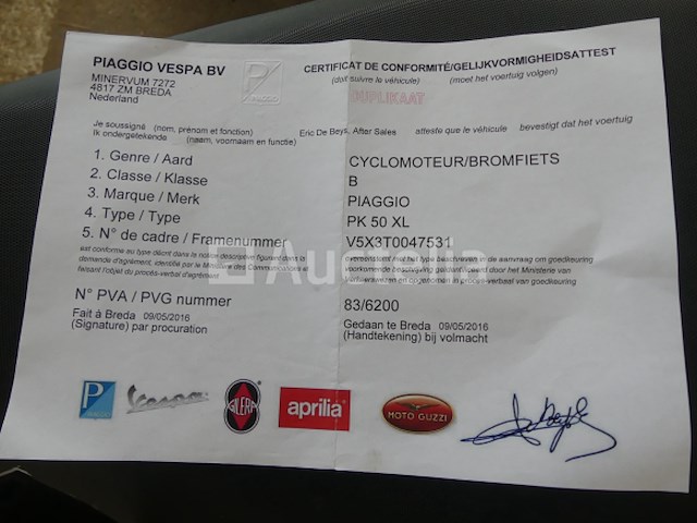 50cc piaggio vespa pk50xl scooter (1991-27.340 km)(vi:v5x3t0047531) - afbeelding 15 van  15