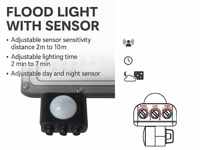 50w 5000k led breedstraler met sensor waterdicht (10x) - afbeelding 5 van  8