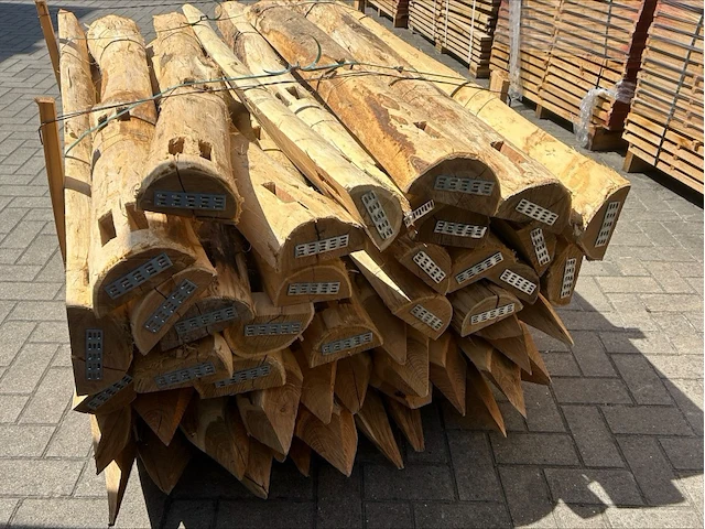 50x acacia halfronde paal - afbeelding 1 van  3